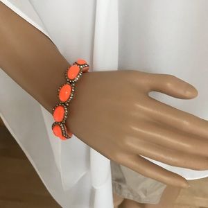 Bright orange / gold / diamanté stretch bracelet. New without Tags